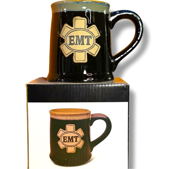 burton+BURTON EMT Mug Black & Tan Ceramic Coffee Cup - First Responder Gift - Picture 1 of 8